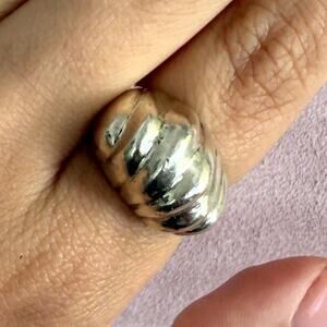 sterling silver vintage chunky scalloped dome ring size 6.75